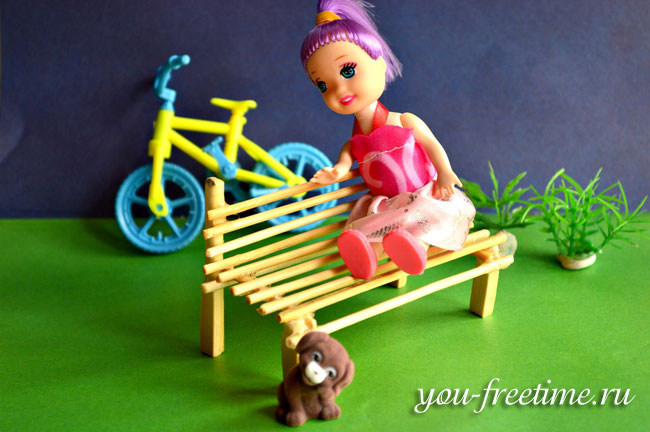 Деревянная скамейка для куклы своими руками